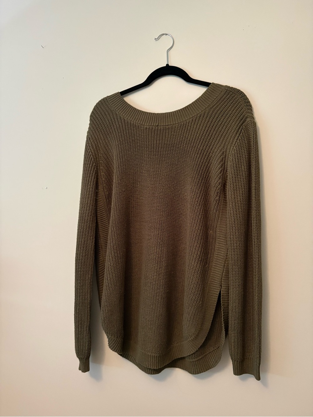 Jack by BB Dakota Green Ribbed High-Low Pullover Sweater Large